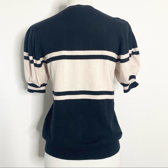 JOIE Black and Cream Puff Sleeve Sweater - Picture 2 of 6